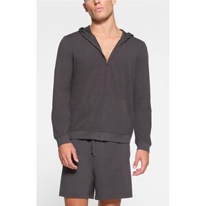 SKIMS Jersey Lounge Zip Up Hoodie Onyx Black Size 2X Oversized